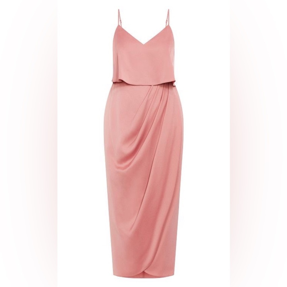 City Chic Rose Pink Draped Slip Midi Dress